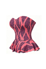 Coral Floral Strapless Corset Top
