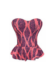 Coral Floral Strapless Corset Top