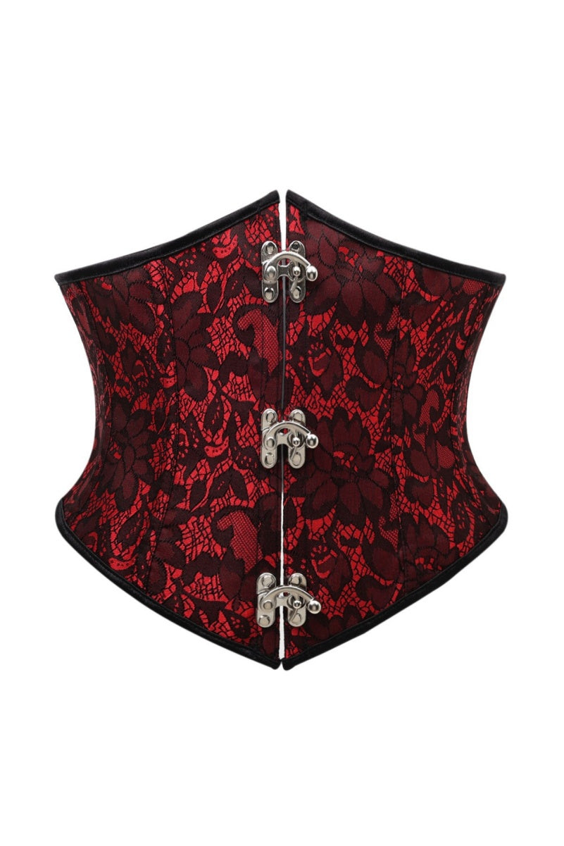 Red Floral Strapless Corset Waist Belt
