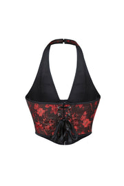 Red Floral Halter Corset Top