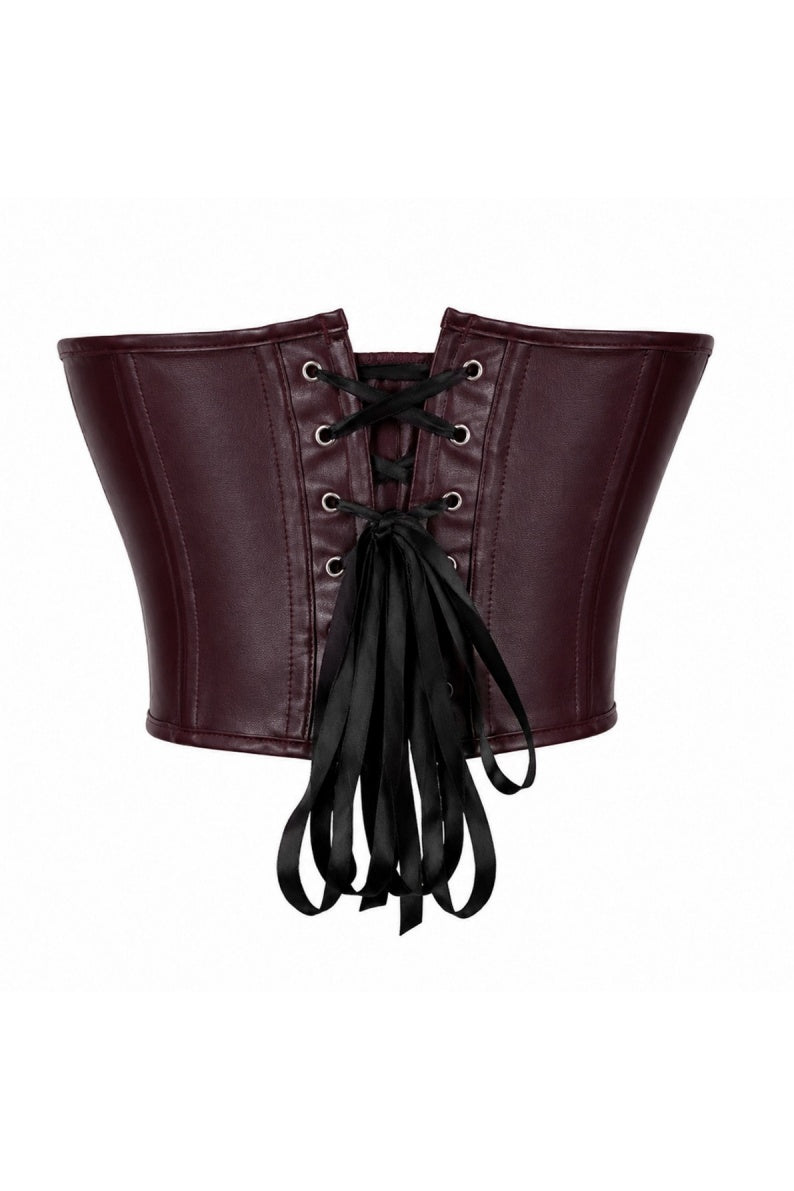 Brown Faux Leather Corset Top