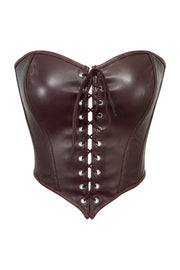 Brown Faux Leather Corset Top