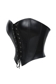 Black Faux Leather Corset Top