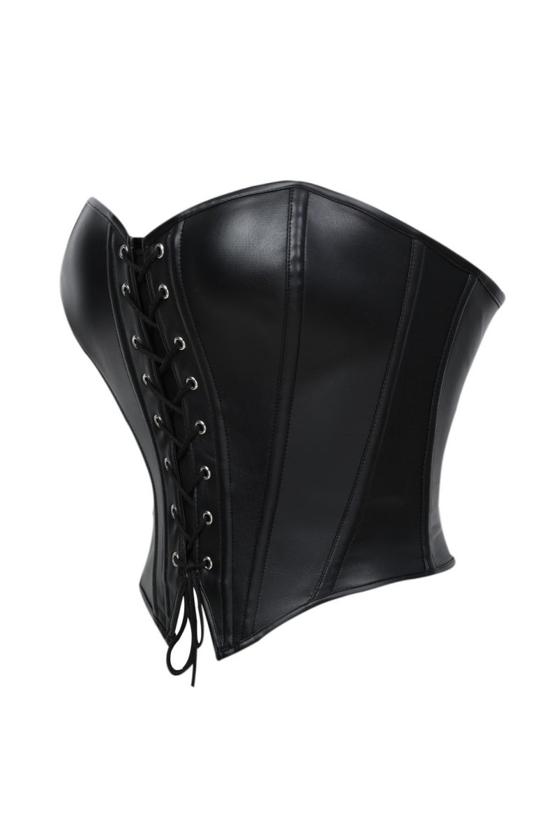Black Faux Leather Corset Top