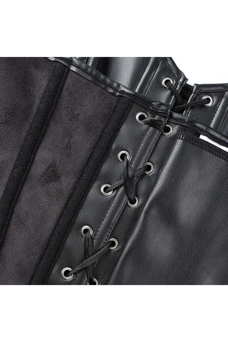 Black Faux Leather Corset Top