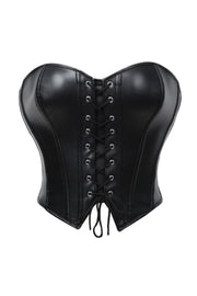 Black Faux Leather Corset Top