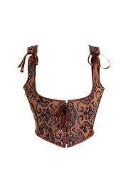 Brown Floral Bustier Top