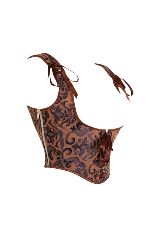 Brown Floral Bustier Top