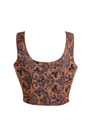Brown Floral Bustier Top