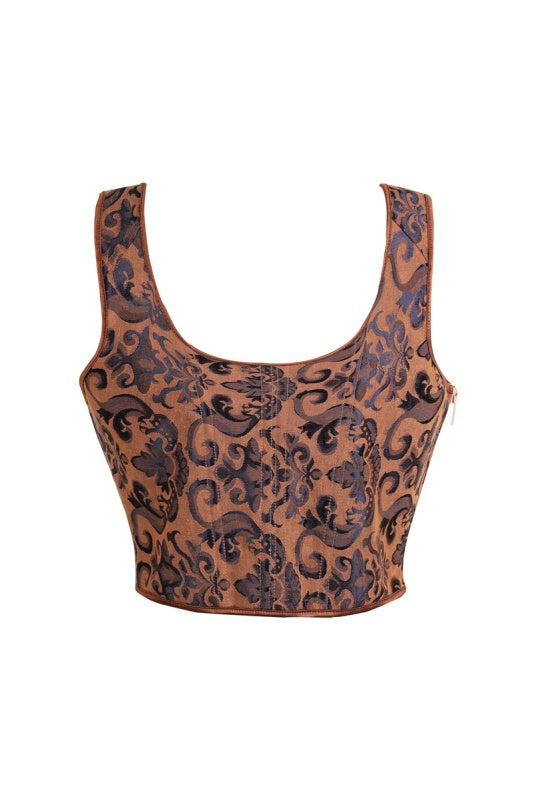 Brown Floral Bustier Top