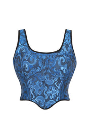 Blue Floral Square Corset Top