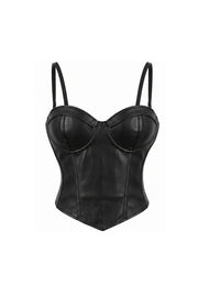 Black Faux Leather Corset Top
