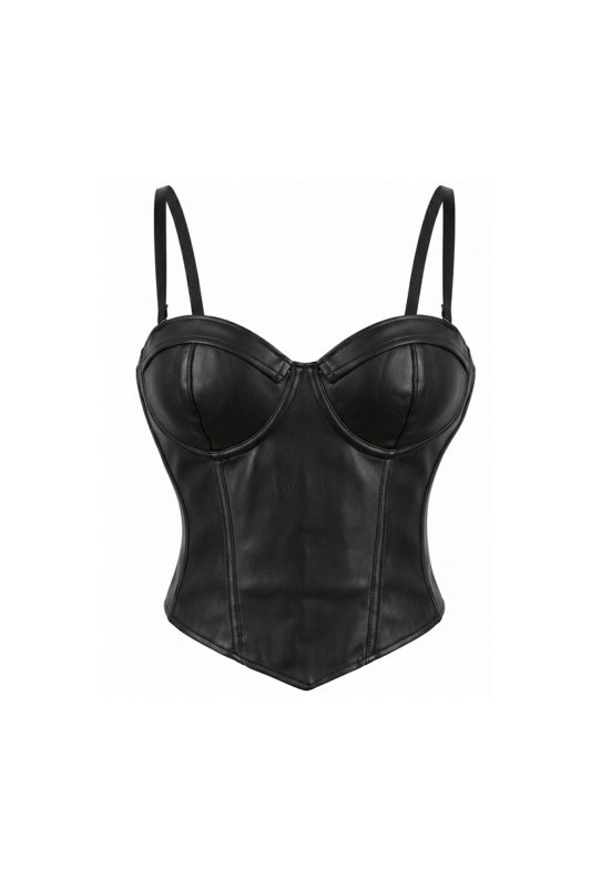 Black Faux Leather Corset Top