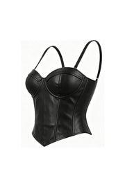 Black Faux Leather Corset Top