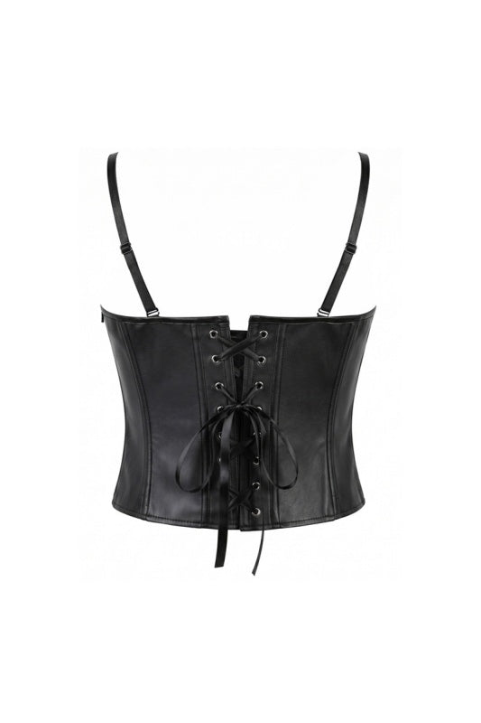 Black Faux Leather Corset Top