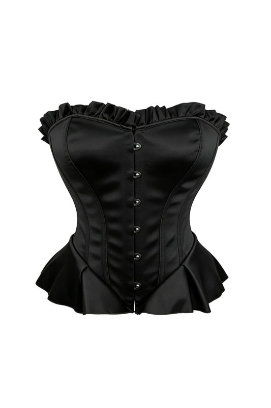 Black Satin Strapless Corset Top