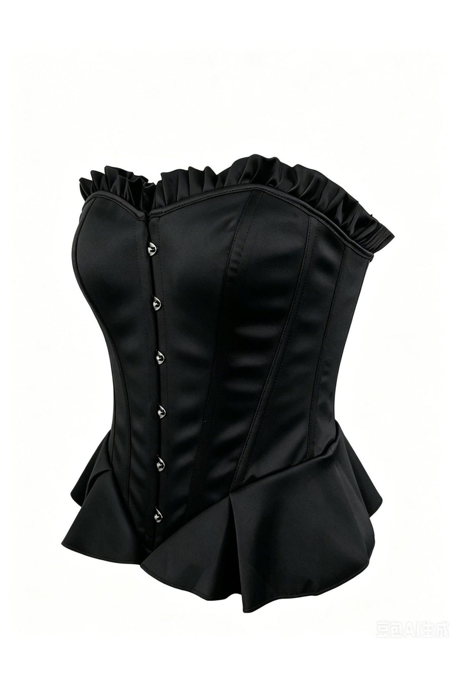 Black Satin Strapless Corset Top