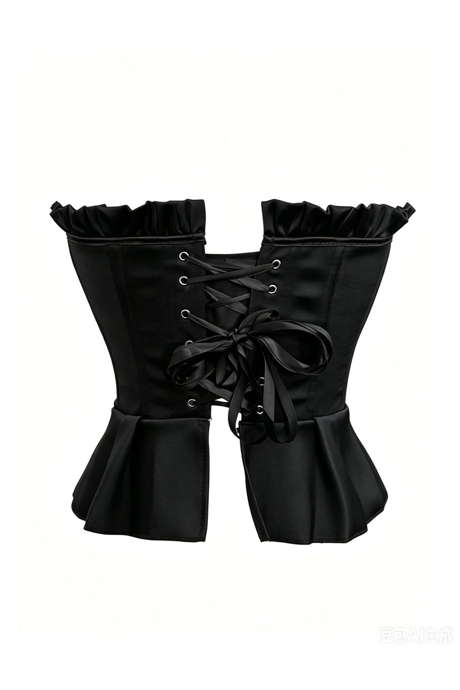 Black Satin Strapless Corset Top