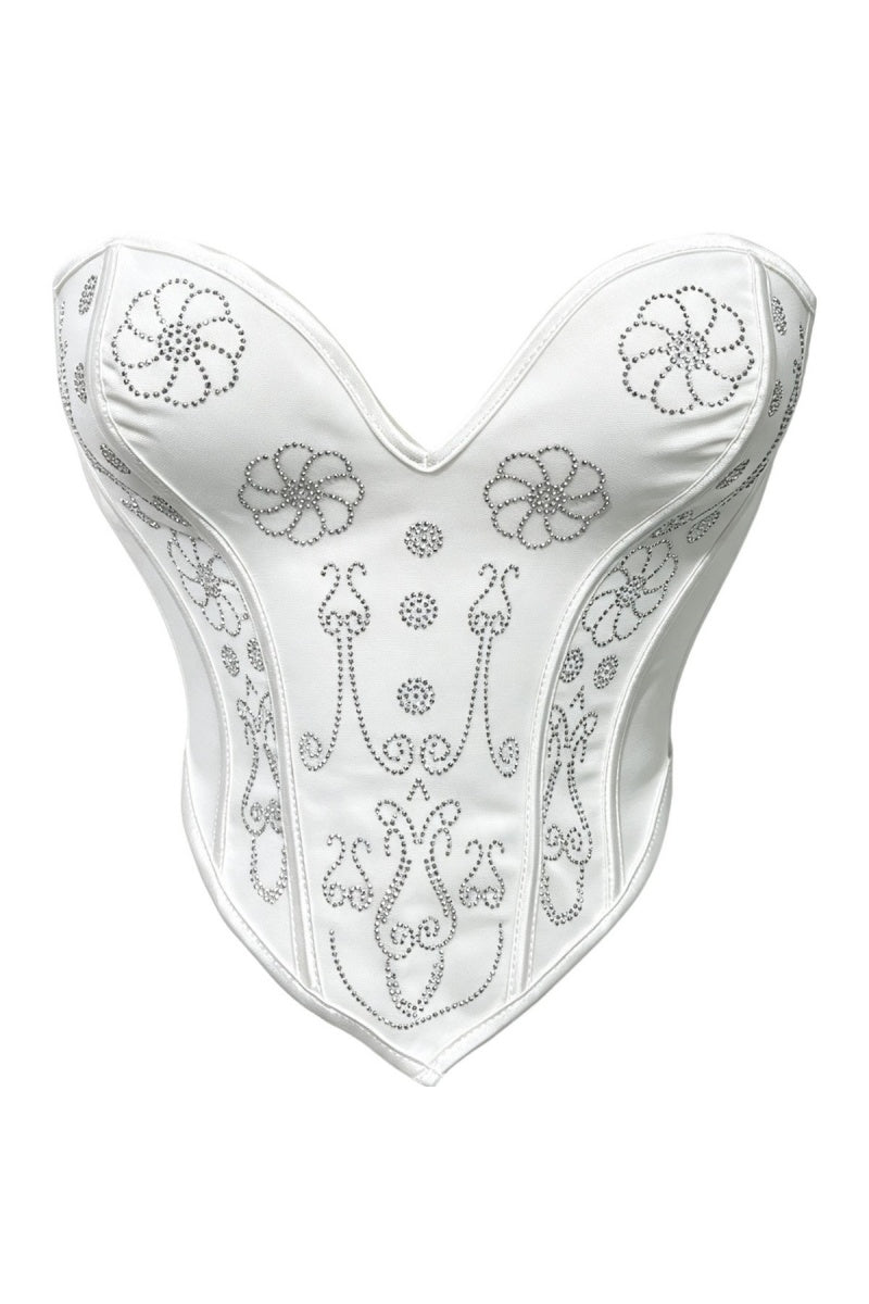 White Sweetheart Beaded Corset Top