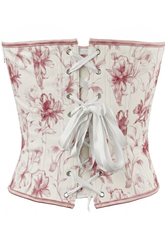 Pink Floral Strapless Corset Top