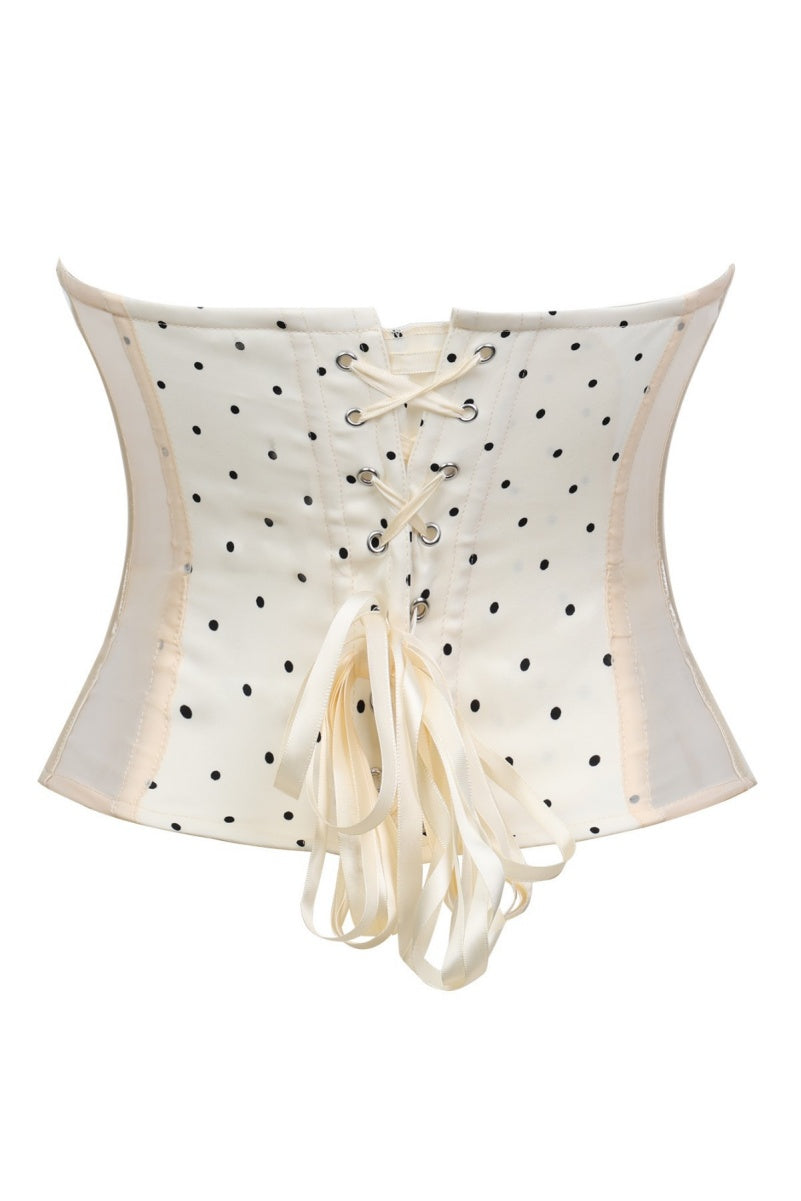 Apricot Polka Dot Sweetheart Corset Top