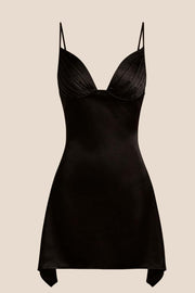 V Neck Blue Satin Short Homecoming Dress