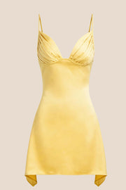 V Neck Blue Satin Short Homecoming Dress