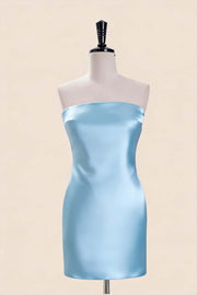 Strapless Yelow Satin Tight Short Dress
