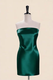 Strapless Yelow Satin Tight Short Dress