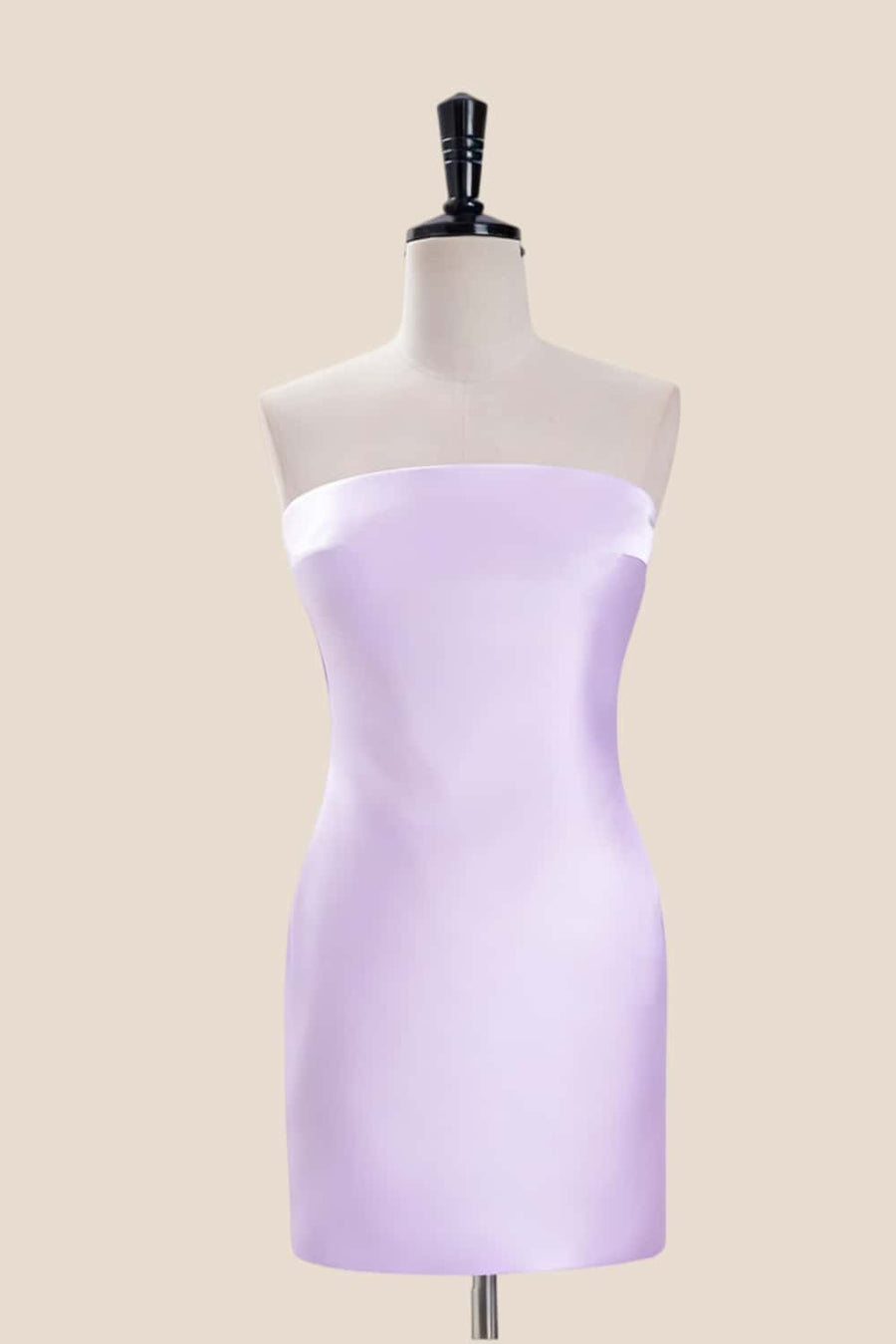 Strapless Yelow Satin Tight Short Dress