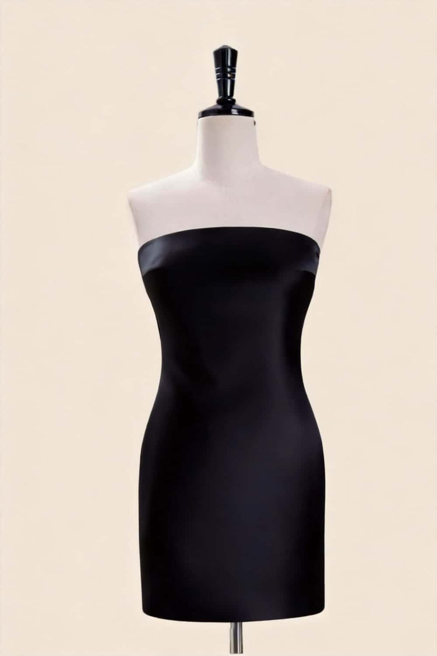 Strapless Yelow Satin Tight Short Dress