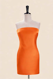 Strapless Yelow Satin Tight Short Dress