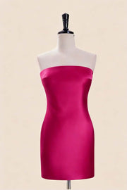 Strapless Yelow Satin Tight Short Dress
