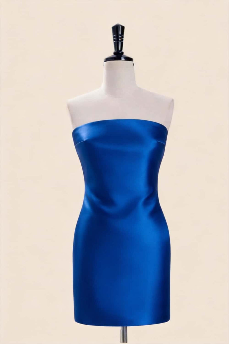 Strapless Yelow Satin Tight Short Dress
