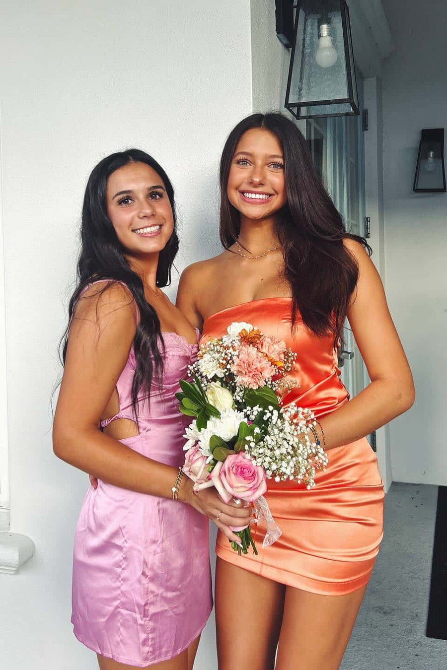 Strapless Lavender Satin Tight Short Dress