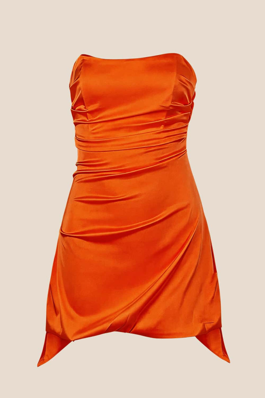 Strapless Yellow Ruched Short Dress