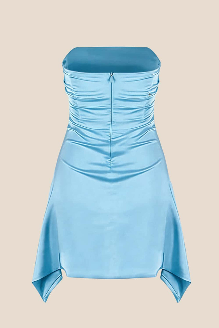 Strapless Yellow Ruched Short Dress