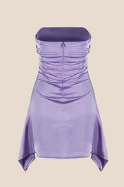 Strapless Yellow Ruched Short Dress