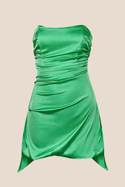 Strapless Yellow Ruched Short Dress