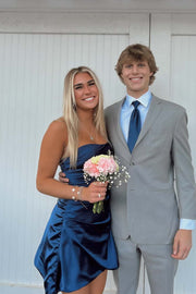 Strapless Jade Ruched Short Homecoming Dress