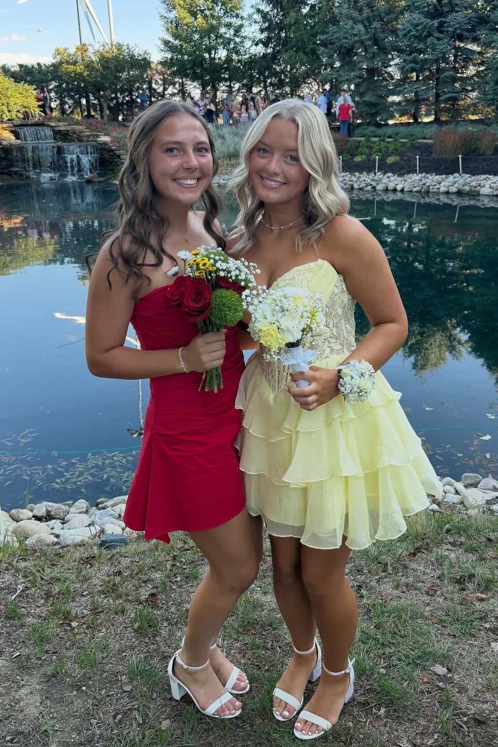 Strapless Red Satin Ruched Short Dress