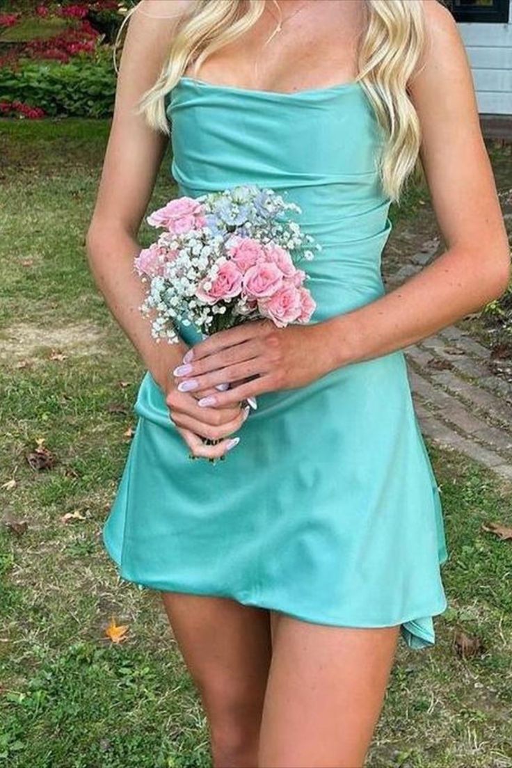 Strapless Jade Ruched Short Homecoming Dress