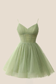 Straps Navy Blue Pleated A-line Homecoming Dress