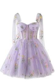 Lavender Floral Corset A-line Princess Dress
