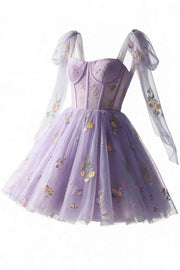 Lavender Floral Corset A-line Princess Dress