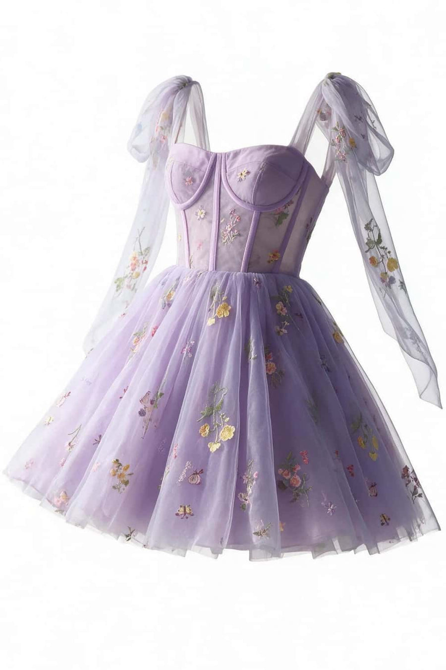 Lavender Floral Corset A-line Princess Dress