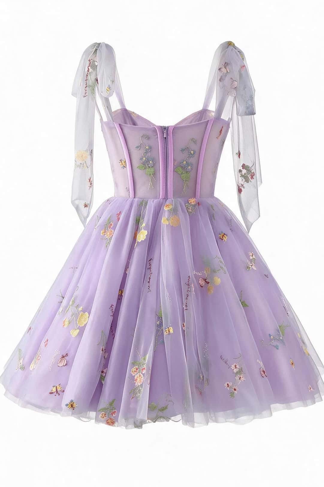 Lavender Floral Corset A-line Princess Dress