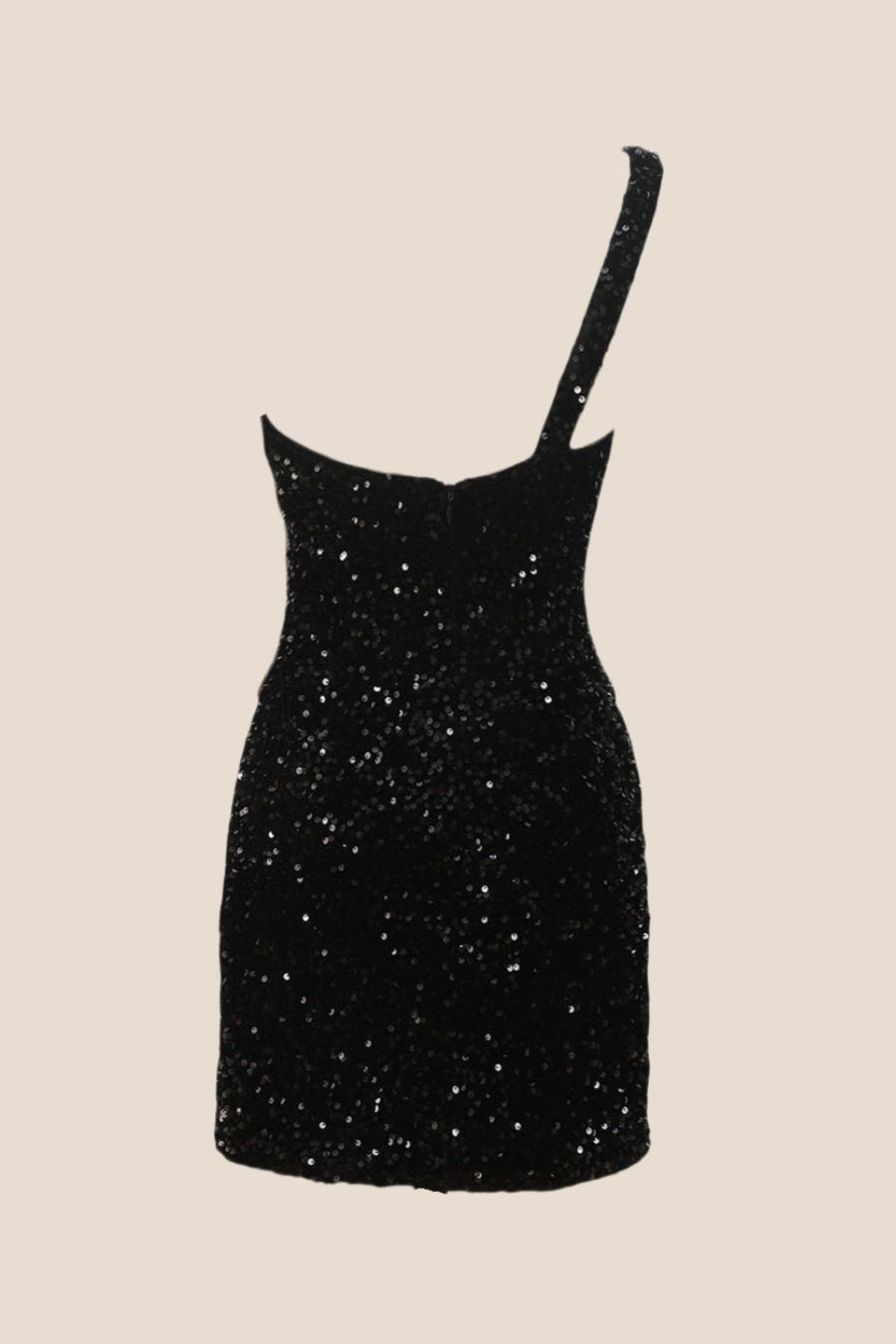 One Shoulder Black Sequin Bodycon Mini Dress Ohmollydress One Shoulder Black Sequin Bodycon Mini Dress Ohmollydress
