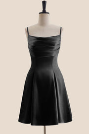 Lavender Cowl Neck Short Dress with Back Bow
