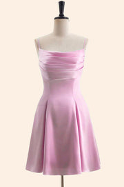 Lavender Cowl Neck Short Dress with Back Bow